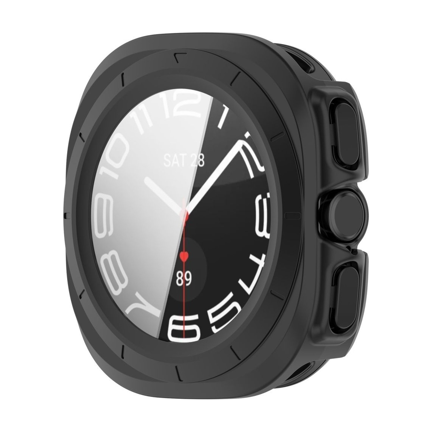 Tech-Protect Defense czarne matowe na Galaxy Watch Ultra 2 — od przodu