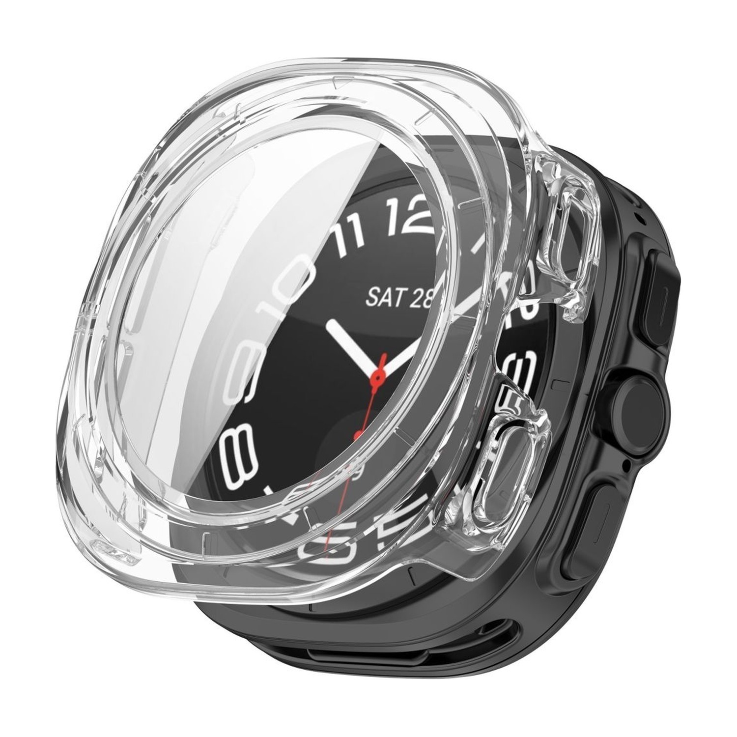 Tech-Protect Defense przezroczyste na Galaxy Watch Ultra 2 — widok 3/4, szkło nad ekranem