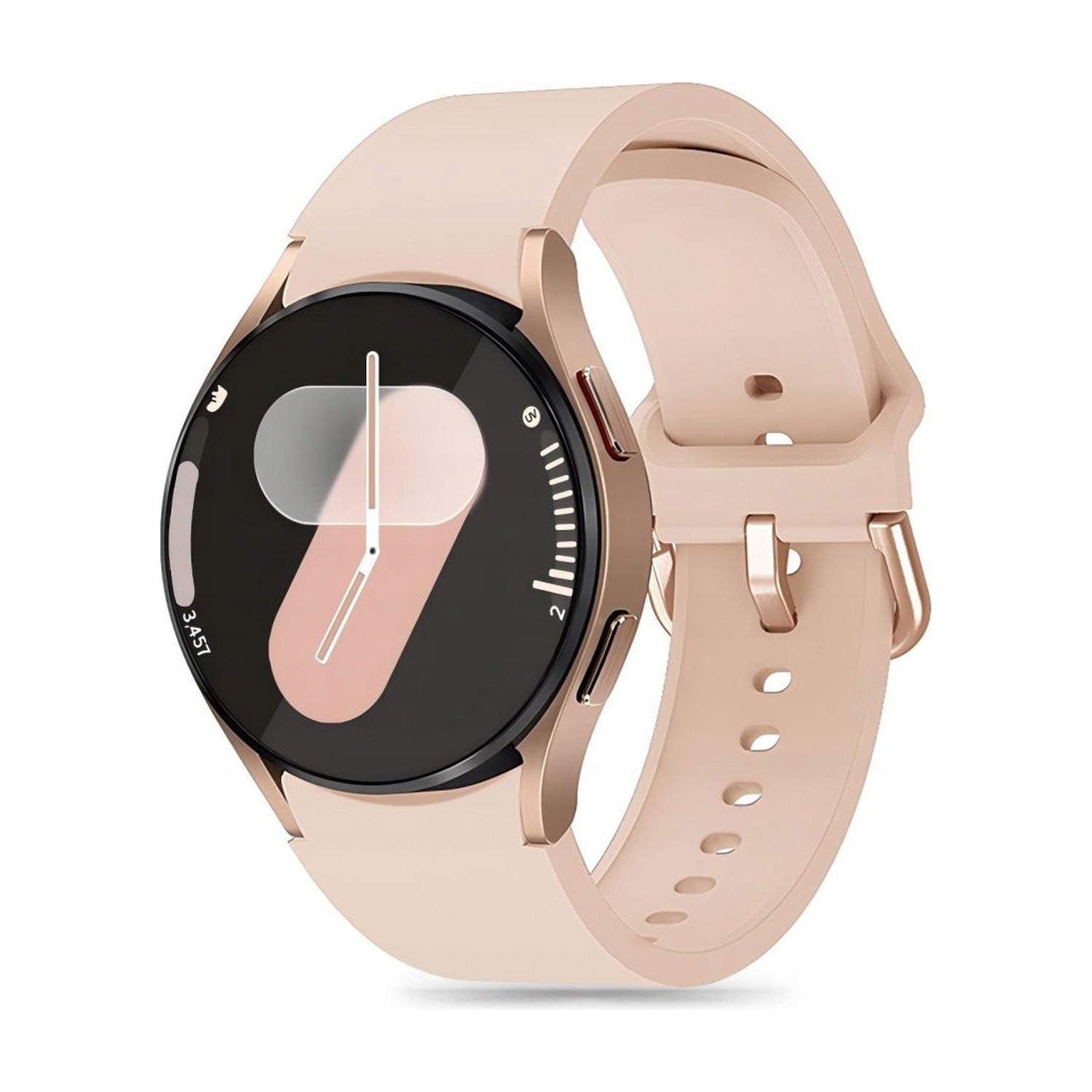 Pasek Tech-Protect Silicone caffe latte na Galaxy Watch 7 – widok z przodu