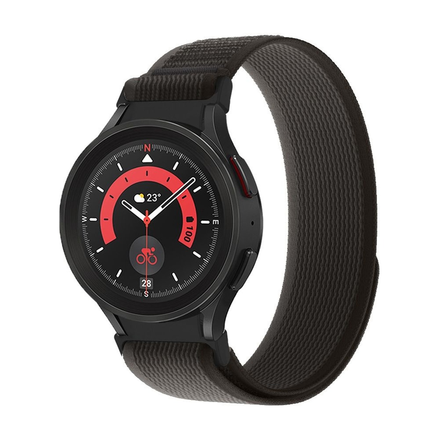Pasek Tech-Protect Nylon czarno-pomarańczowy na Galaxy Watch 5 Pro – widok 3/4