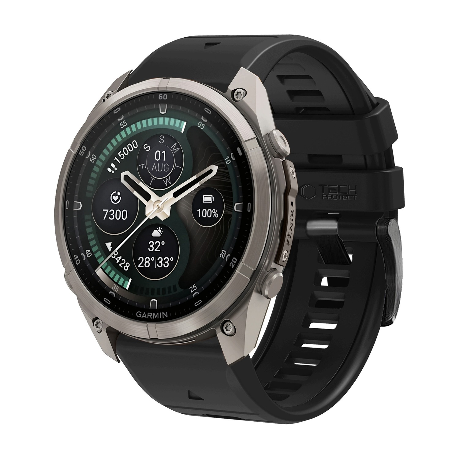 Pasek Tech-Protect Silicone czarny na Garmin Fenix 51 mm – widok 3/4