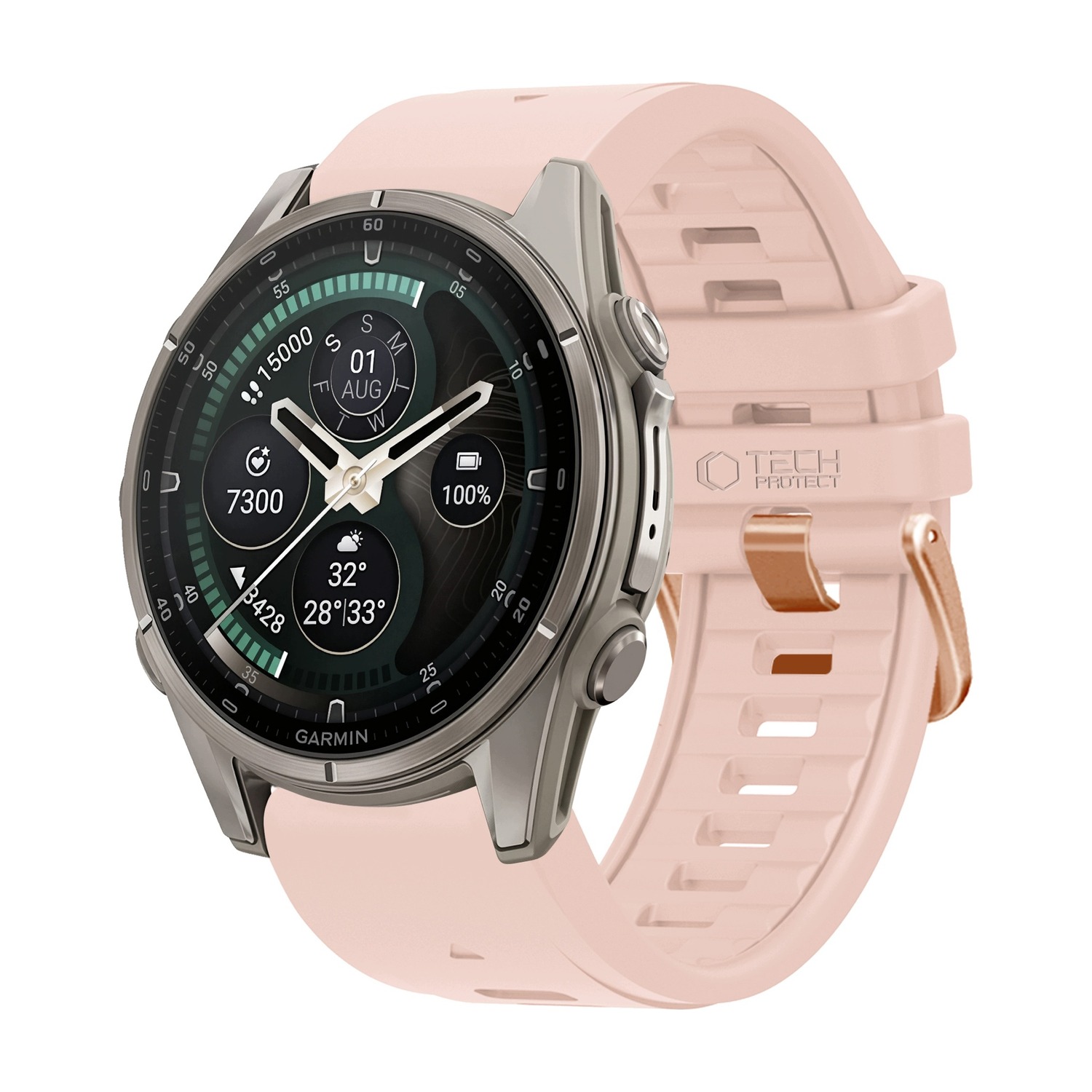 Pasek do Garmin Fenix 5S / 6S / 7S / 8 / 9 (43 mm) Tech-Protect Silicone, pudrowy róż