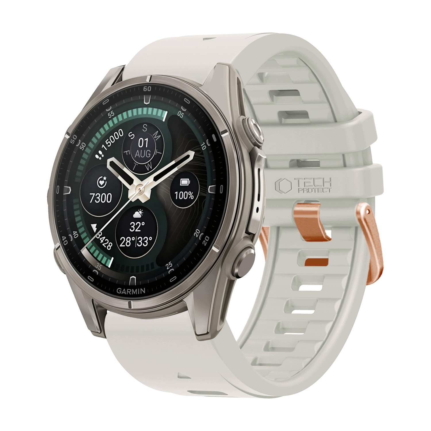 Pasek Tech-Protect Silicone szary na Garmin Fenix 43 mm – widok 3/4
