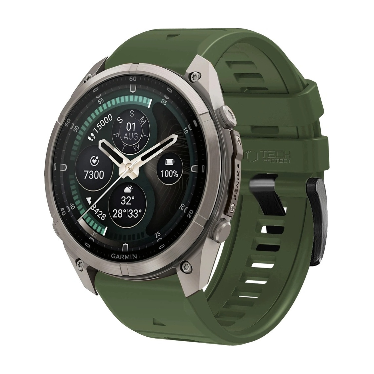 Pasek do Garmin Fenix 5 / 6 / 7 / 8 / 9 (47 mm) Tech-Protect Silicone, zielony