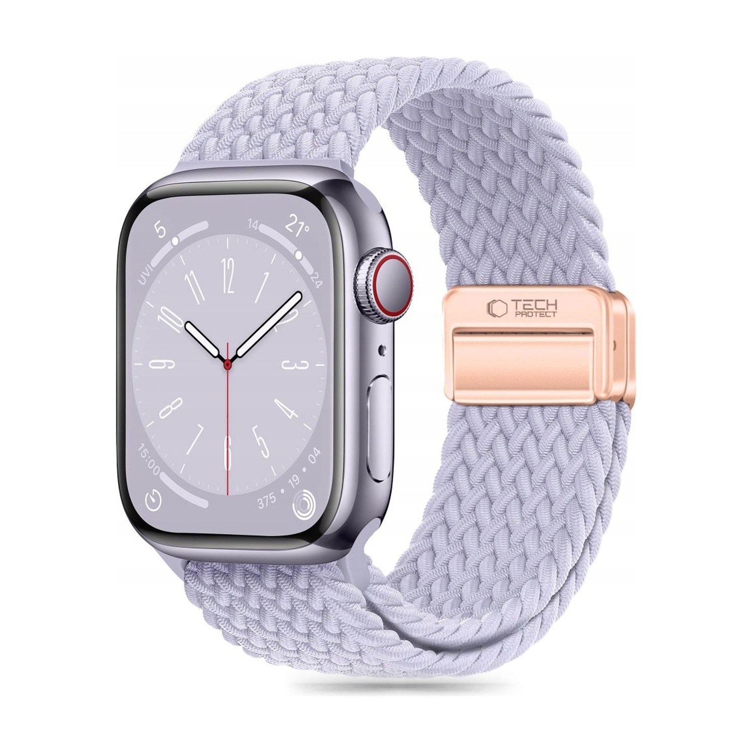 Pasek Tech-Protect NylonMag fioletowy (Periwinkle) na Apple Watch – widok 3/4, metalowe zapięcie magnetyczne