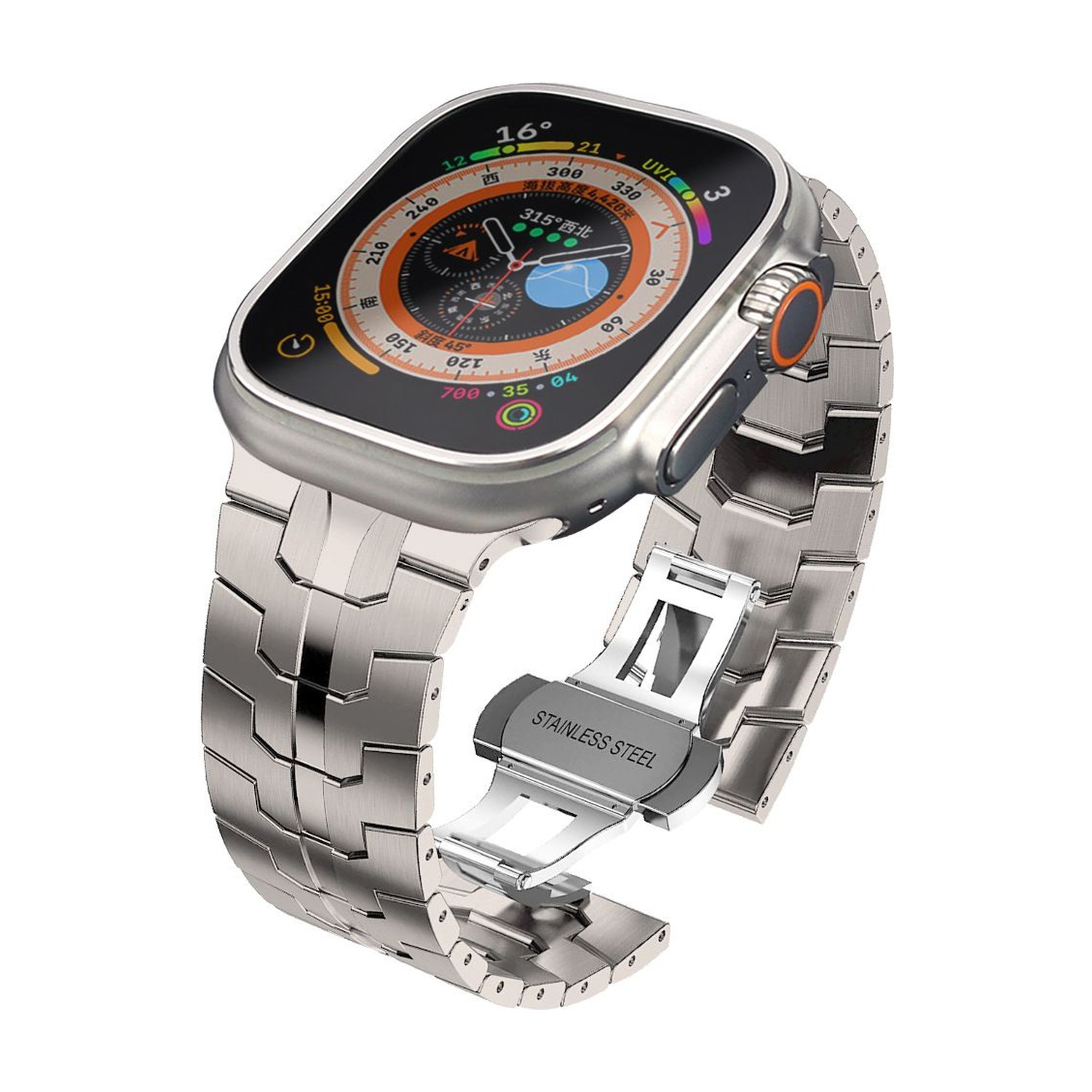 Rozłożone zapięcie bransolety Stainless Line Titanium – napis Stainless Steel